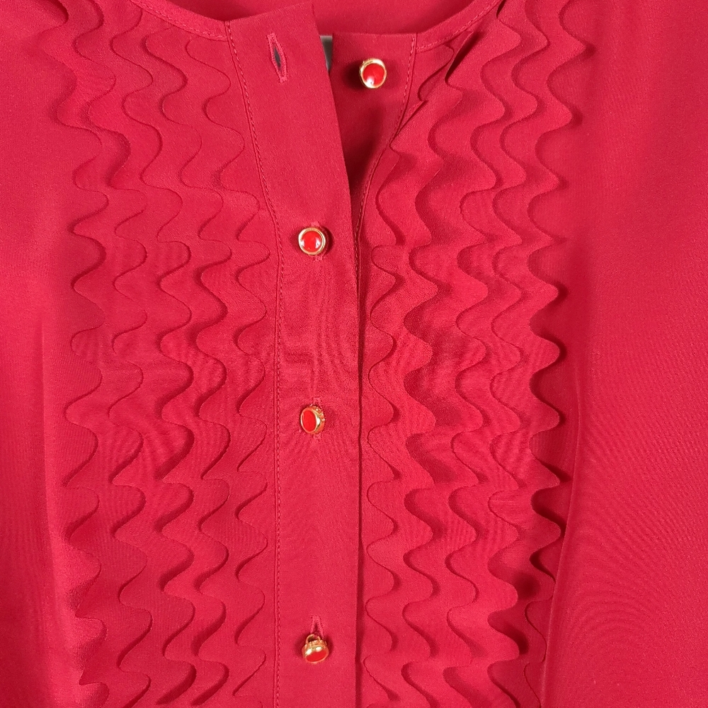 TED BAKER Red Scallop Ruffle Belted Mini Dress - Picture 4 of 9